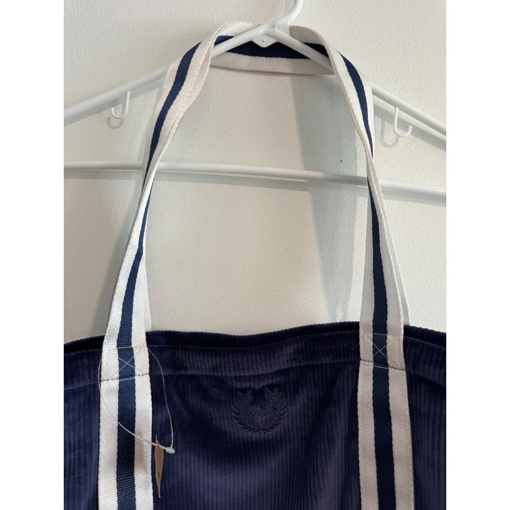y2k Victoria's Secret‎ PINK Velour Shoulder Bag Womens Navy Striped Straps